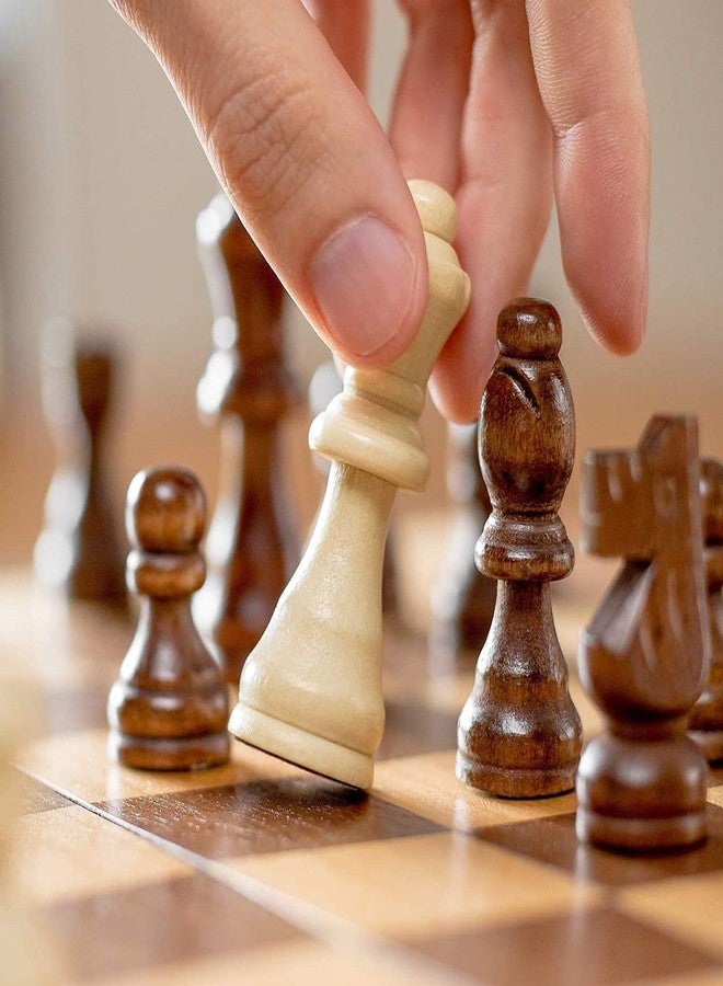 SPOCCO | 15"X15" Inch Chess Board Set Wooden - Professional Chess Board for Compatition Games | Non Magnetic Chess Set with 32 Wooden Pieces, King Size 3 Inch | Foldable Chess Set | Brown | WCB-175 - Image 4